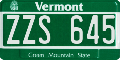 VT license plate ZZS645