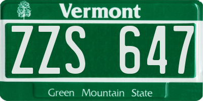 VT license plate ZZS647