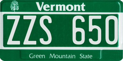 VT license plate ZZS650