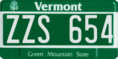 VT license plate ZZS654