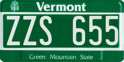 VT license plate ZZS655