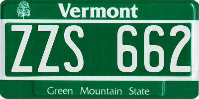 VT license plate ZZS662