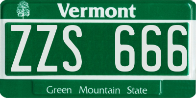 VT license plate ZZS666