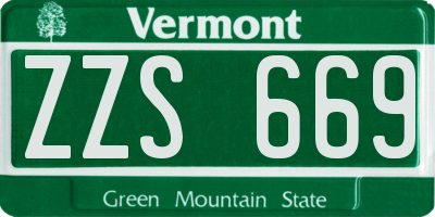 VT license plate ZZS669