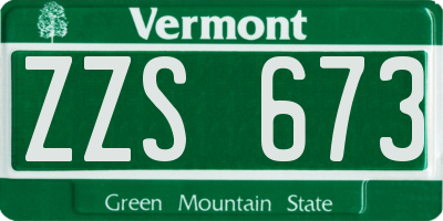 VT license plate ZZS673