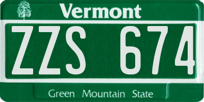 VT license plate ZZS674