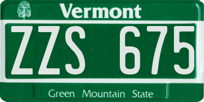 VT license plate ZZS675