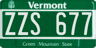 VT license plate ZZS677