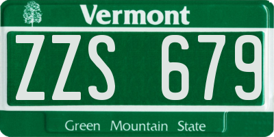 VT license plate ZZS679