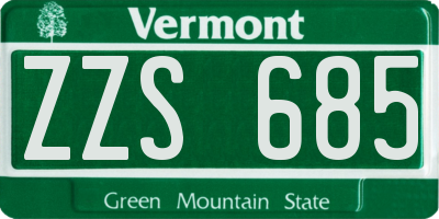 VT license plate ZZS685