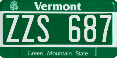 VT license plate ZZS687