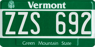 VT license plate ZZS692