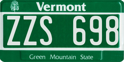 VT license plate ZZS698