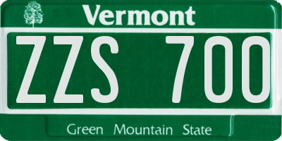 VT license plate ZZS700