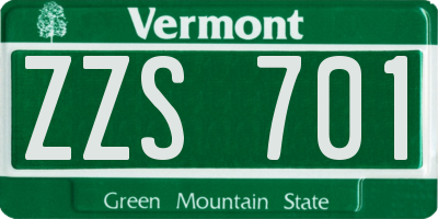 VT license plate ZZS701