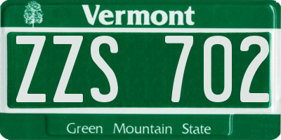 VT license plate ZZS702
