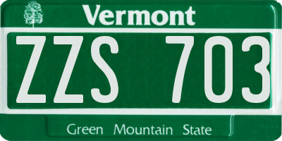 VT license plate ZZS703