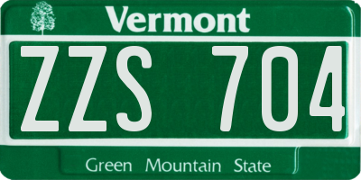 VT license plate ZZS704
