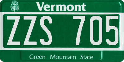 VT license plate ZZS705