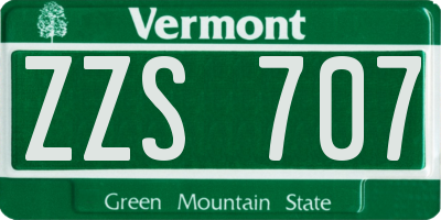 VT license plate ZZS707