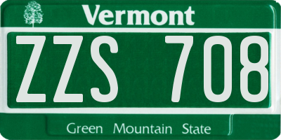 VT license plate ZZS708