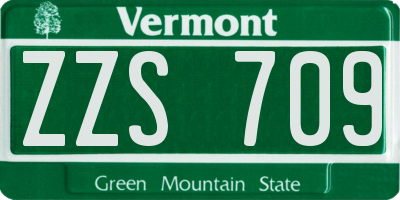 VT license plate ZZS709