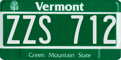 VT license plate ZZS712