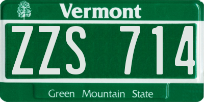 VT license plate ZZS714