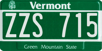 VT license plate ZZS715