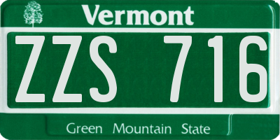 VT license plate ZZS716