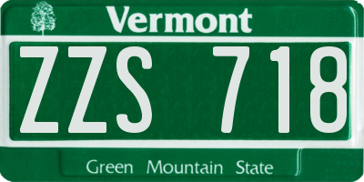 VT license plate ZZS718