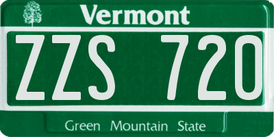 VT license plate ZZS720