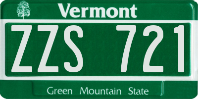 VT license plate ZZS721