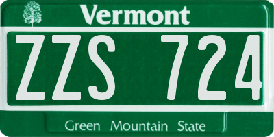 VT license plate ZZS724