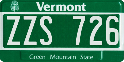 VT license plate ZZS726