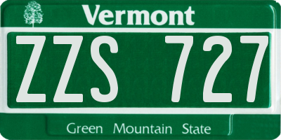 VT license plate ZZS727