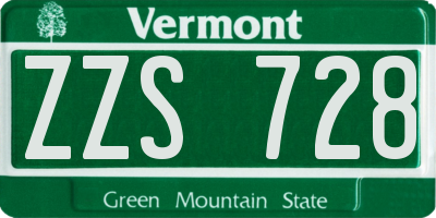 VT license plate ZZS728