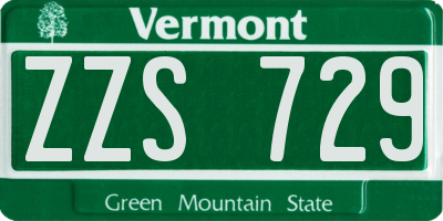 VT license plate ZZS729