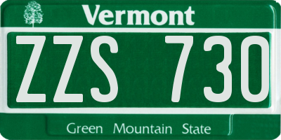 VT license plate ZZS730