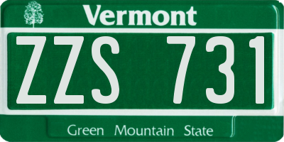 VT license plate ZZS731