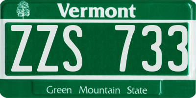 VT license plate ZZS733