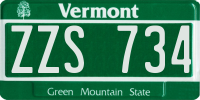 VT license plate ZZS734