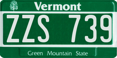 VT license plate ZZS739