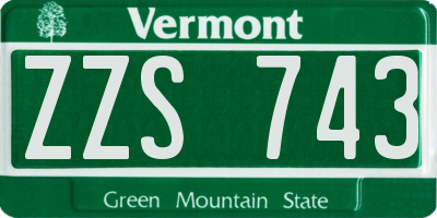 VT license plate ZZS743