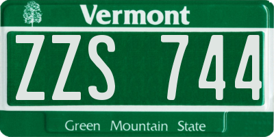 VT license plate ZZS744