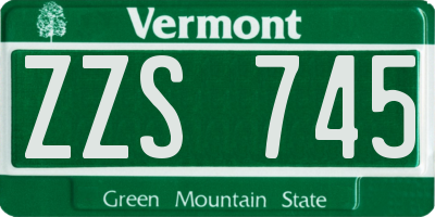 VT license plate ZZS745