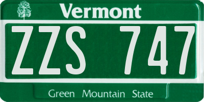 VT license plate ZZS747