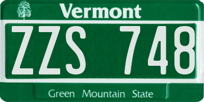 VT license plate ZZS748