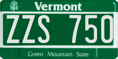 VT license plate ZZS750