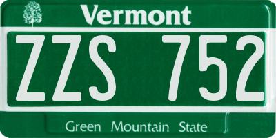 VT license plate ZZS752